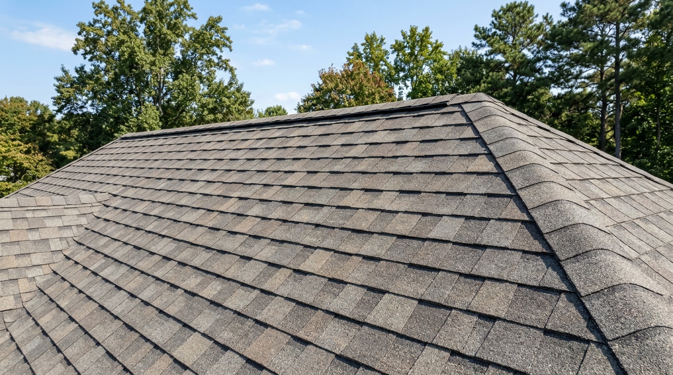 Freshly installed architectural shingle roof on a Towson, MD home