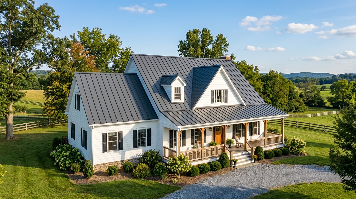 Restored standing-seam metal roof on a Frederick, MD home