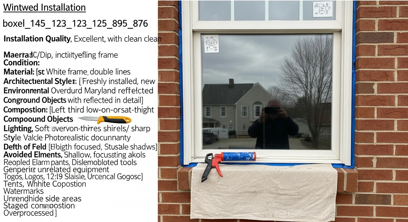 A freshly installed replacement window on a brick colonial-style home in Bethesda, Maryland, with clean trim lines and no visible gaps around the frame. The exterior view shows a tight weatherseal and updated hardware against a mature tree-lined residential street.
